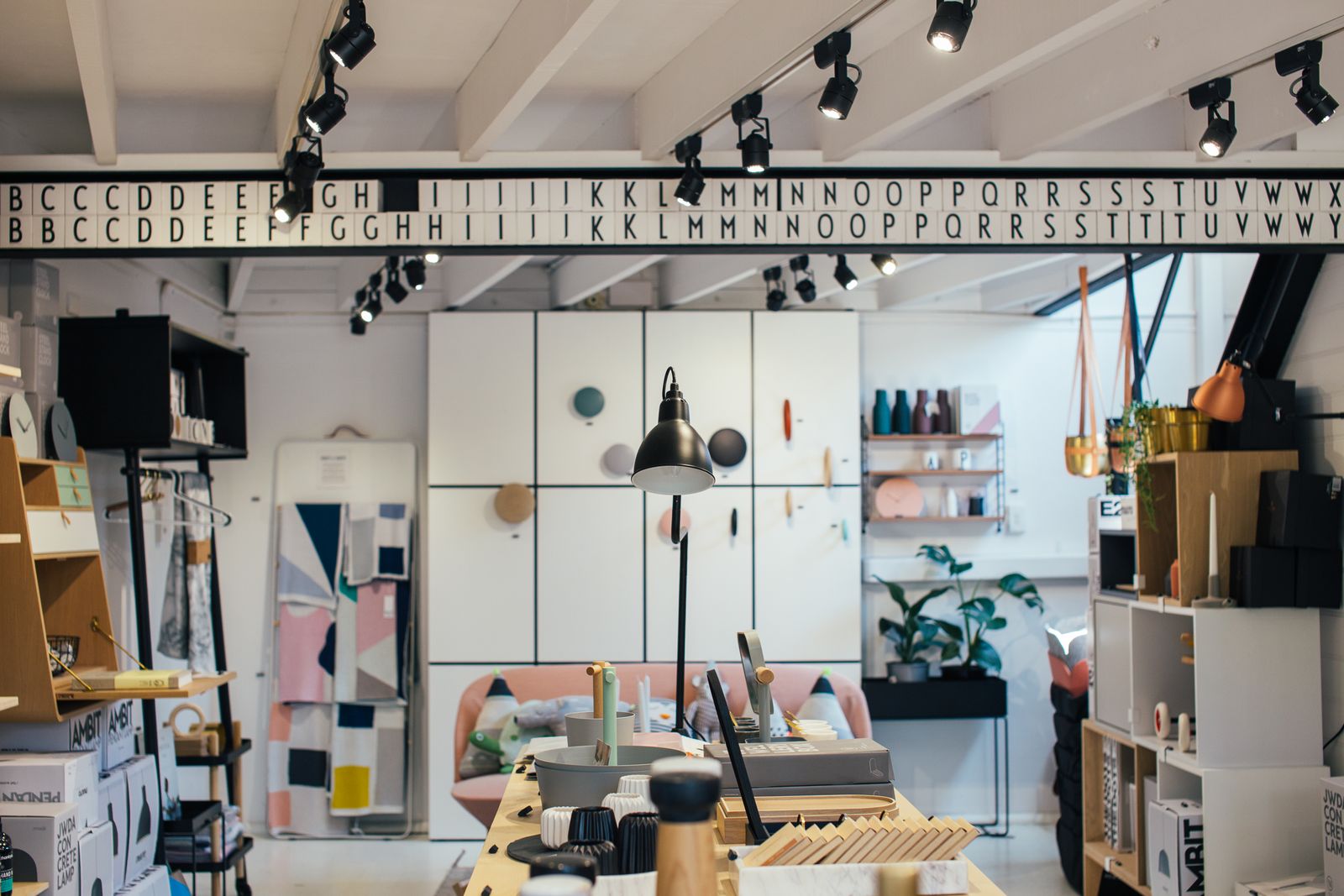 Home goods store interior with shelves of decor and furnishings